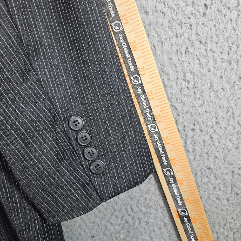 John Varvatos USA Bedford Suit Mens 42R Grey Pinstripe 100% Wool 2PC 35x28 Pants